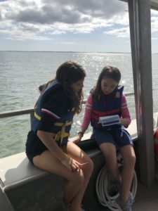 Girls on boat reading together